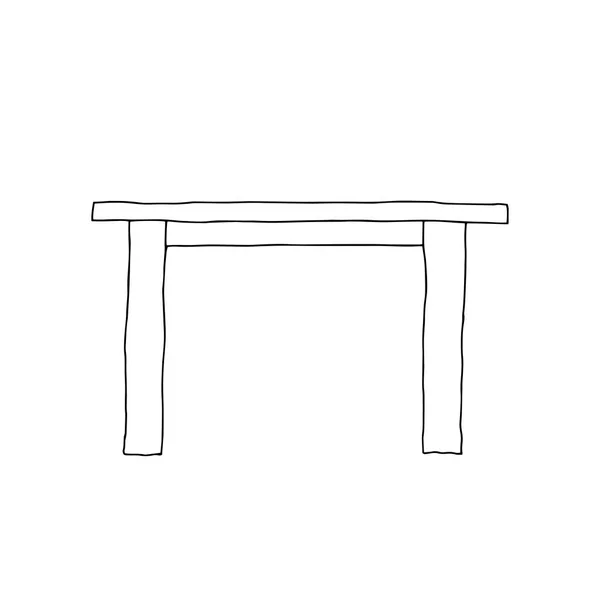 Illustration Contour Vectoriel Noir Une Table Isolée Sur Fond Blanc — Image vectorielle