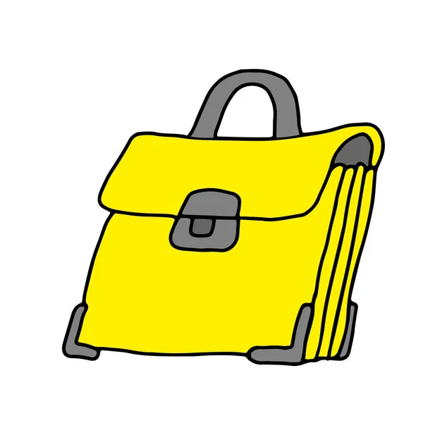 Eine Schöne Handzeichnung Gelbe Vektor Tasche Für Reisen Isoliert Auf — Stockvektor