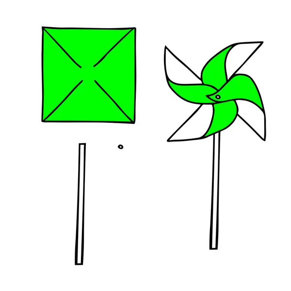 Eine Schöne Handgezeichnete Grüne Vektor Illustration Von Einem Satz Origami — Stockvektor