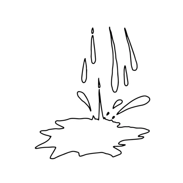 Черная Иллюстрация Лужи Капель Воды Белом Фоне — стоковый вектор