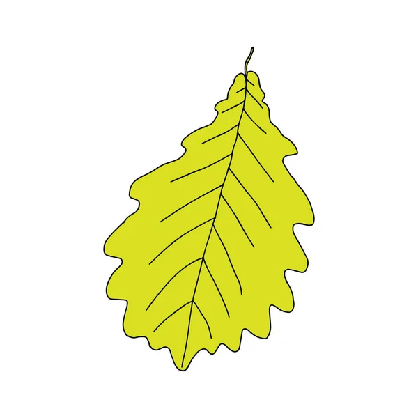 Illustration Une Feuille Chêne Jaune Isolée Sur Fond Blanc — Image vectorielle