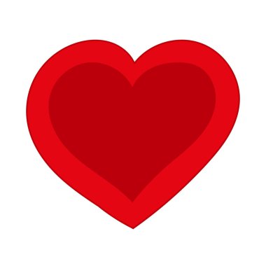 Beyaz arka planda izole edilmiş güzel bir kırmızı kalbin ana hatlarıyla çizilmiş bir tasviri.