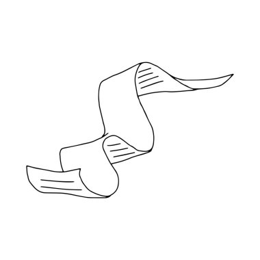 Beyaz arkaplanda izole edilmiş, kopyalama alanı olan bir kağıt parçasının el çizimi siyah vektör çizimi