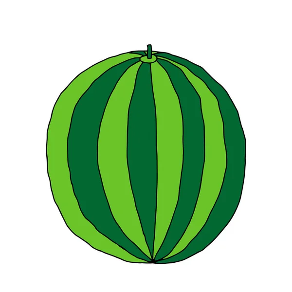 Esquema Vectorial Ilustración Una Esfera Verde Sandía Fresca Con Aislado — Vector de stock