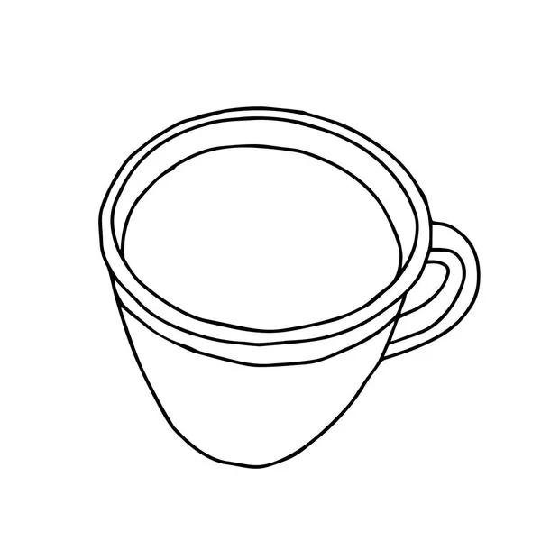 Illustration dessinée à la main noire d'une tasse transparente en verre pour thé chaud ou café isolé sur un fond blanc — Image vectorielle