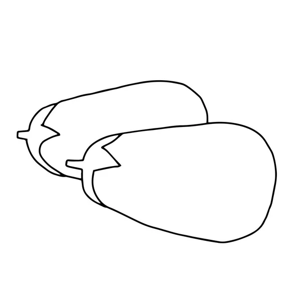 Illustration Vectorielle Des Contours Deux Aubergines Fraîches Isolées Sur Fond — Image vectorielle