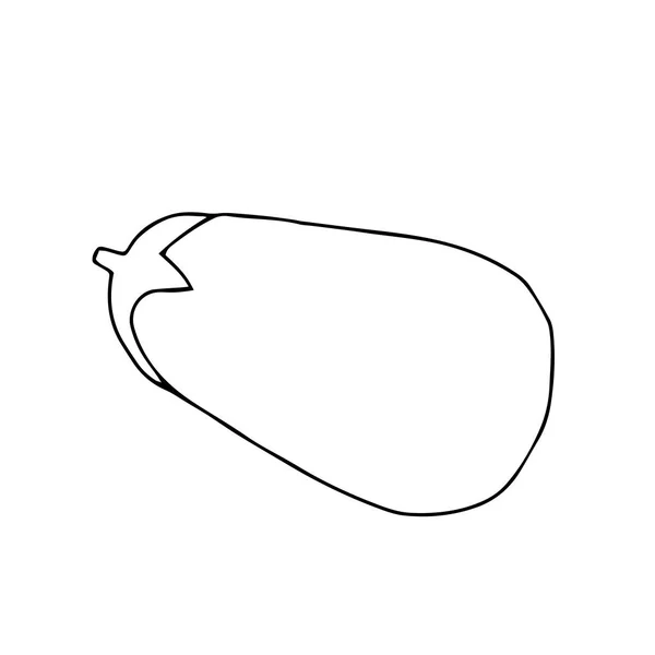 Векторна Контурна Ілюстрація Одного Свіжого Баклажана Ізольовано Білому Тлі — стоковий вектор