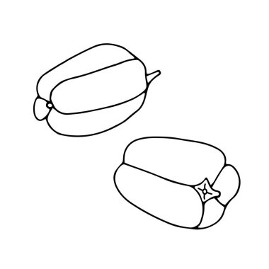 Beyaz arka planda izole edilmiş bir grup güzel parlak biberin siyah vektör çizimi