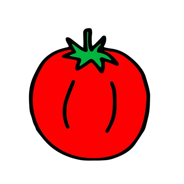 Vektor Kontur Illustration Färsk Röd Tomat Isolerad Vit Bakgrund — Stock vektor