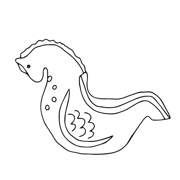 白地に馬形の土花瓶を孤立させた黒い手描きのアウトライン図 — ストックベクタ