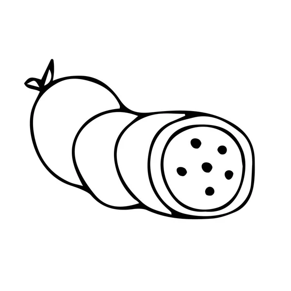 Illustration Vectorielle Dessinée Main Saucisses Isolées Sur Fond Blanc Pour — Image vectorielle