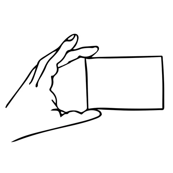 Ein Mann Hält Eine Kredit Oder Visitenkarte Der Linken Hand — Stockvektor