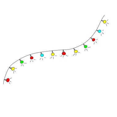 Beyaz arka planda kırmızı, sarı, yeşil, yanan lambaların bir Vektör çizgisi çizimi var.
