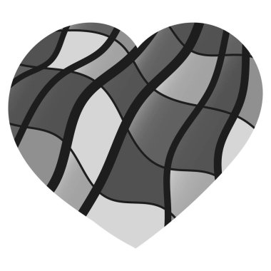 Beyaz arka planda izole edilmiş güzel, parlak, gri bir kalbin tasviri.