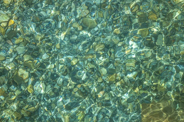 Beautiful Blue Yellow Texture Color Smooth Stones Water Lake — Zdjęcie stockowe