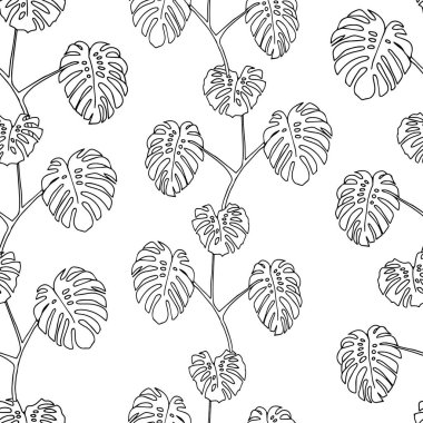 Beyaz arka planda izole edilmiş siyah bir yaprak canavarı tasviri. Kusursuz desen