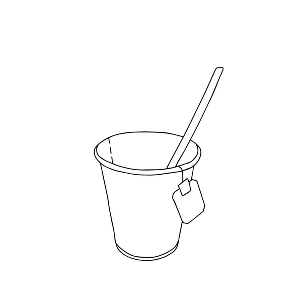 Una Ilustración Vectorial Dibujo Mano Negro Una Taza Papel Para — Vector de stock