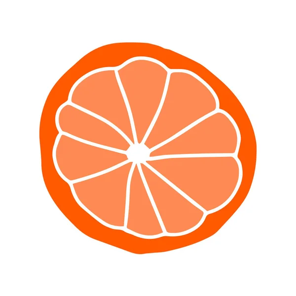 Ένα Περίγραμμα Διάνυσμα Έγχρωμη Απεικόνιση Μιας Στρογγυλής Φέτας Φρέσκου Πορτοκαλιού — Διανυσματικό Αρχείο