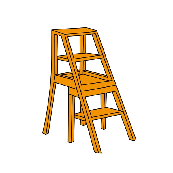 Ilustración vectorial naranja dibujada a mano de escalera metálica o de madera aislada sobre fondo blanco — Vector de stock