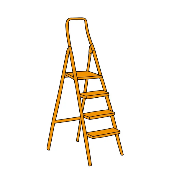 Una Ilustración Vectorial Naranja Dibujada Mano Escalera Metálica Madera Aislada — Vector de stock