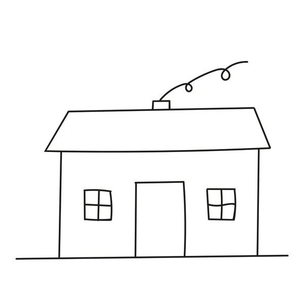Иллюстрация Дома Изолированного Белом Фоне Раскраски — стоковый вектор
