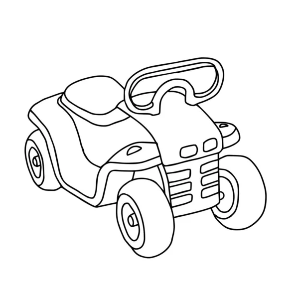 儿童彩色书白色底座上孤立的玩具塑料车的富饶手绘黑色矢量图解 — 图库矢量图片