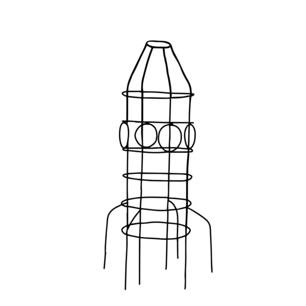 Bela ilustração vetorial preta desenhada à mão de um foguete de parede sueco de metal para crianças isoladas em um fundo branco — Vetor de Stock