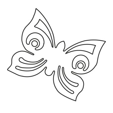 Bir kelebeğin el çizimi bir siyah vektör çizimi beyaz arka planda uçuyor.