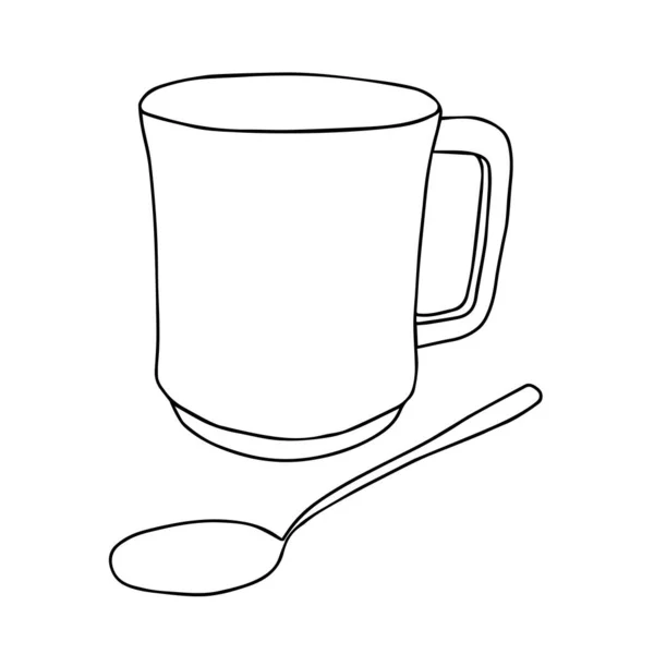 Illustration Vectorielle Dessin Main Noir Blanc Une Tasse Verre Vide — Image vectorielle