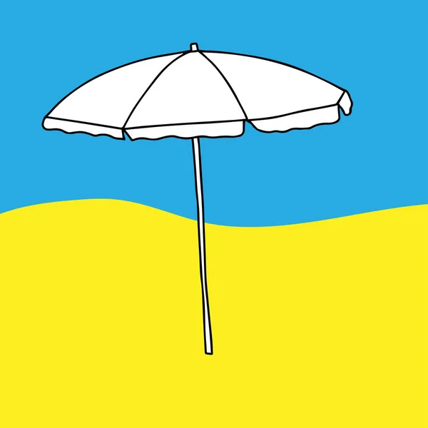 Beautiful Hand Drawn Vector Illustration Sun Umbrella Blue Yellow Background — Stock vektor