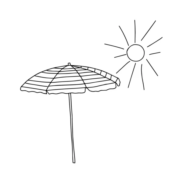 Krásné Ručně Kreslené Módní Vektor Ilustrace Deštníku Izolované Bílém Pozadí — Stockový vektor