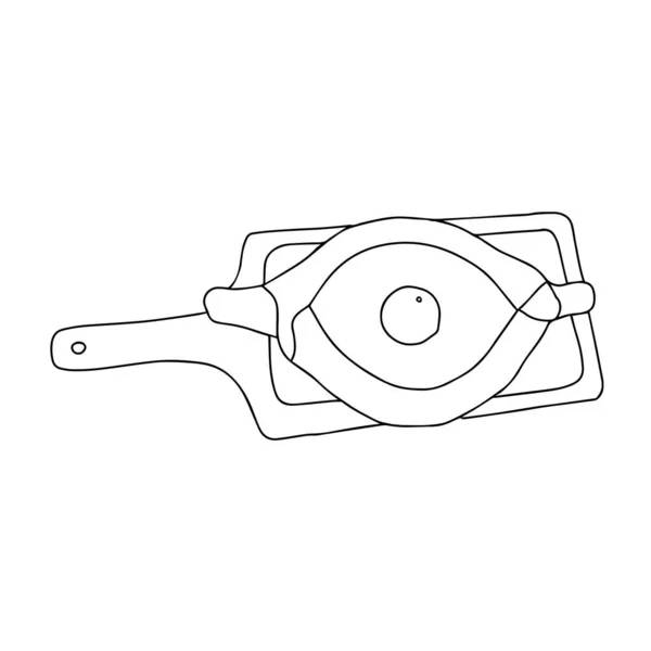 Illustration Vectorielle Dessinée Main Noire Khachapuri Sur Table Isolé Sur — Image vectorielle