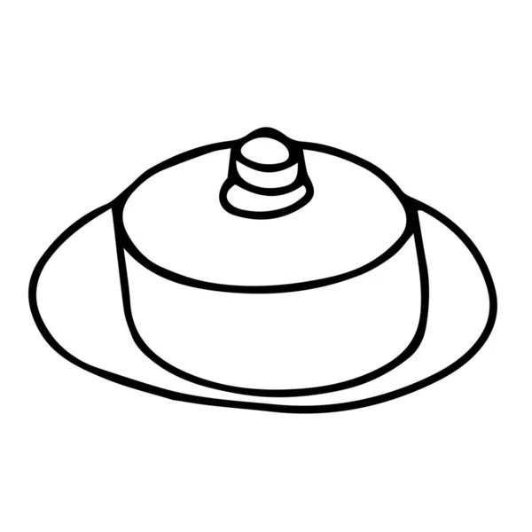 Disegno Mano Bianco Nero Disegno Vettoriale Illustrazione Vaso Zuccheriera Isolato — Vettoriale Stock