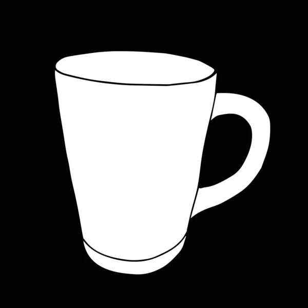 Vit Hand Ritning Kontur Vektor Illustration Kopp För Eller Kaffe — Stock vektor