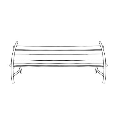 Beyaz bir arkaplanda izole edilmiş ahşap bir bankın Siyah Vektör çizimi