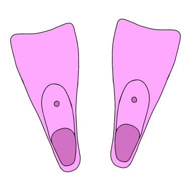 Beyaz arka planda izole edilmiş bir çift pembe yüzgeçli güzel bir el çizimi vektör çizimi