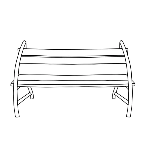 白地に隔離された木製のベンチの黒いベクトルのアウトライン図 — ストックベクタ