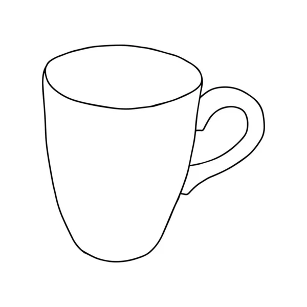 Eine Schwarz Weiß Handzeichnung Umreißt Eine Vektor Illustration Einer Tasse — Stockvektor