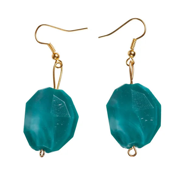 Earrings made of cut glass turquoise — Stock Photo, Image