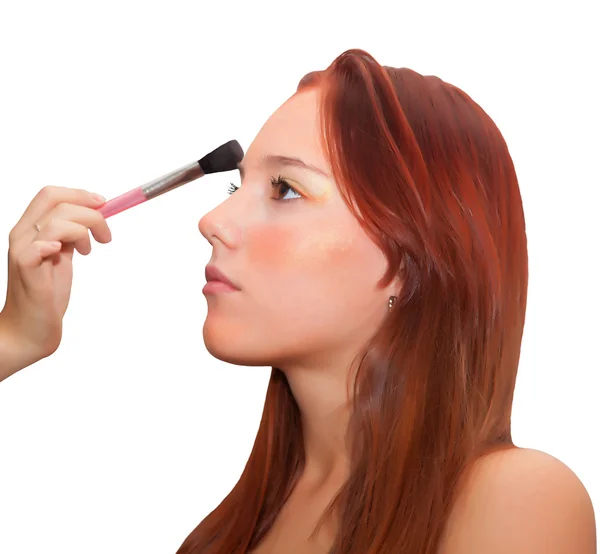 Maquiagem artista make-up menina — Fotografia de Stock