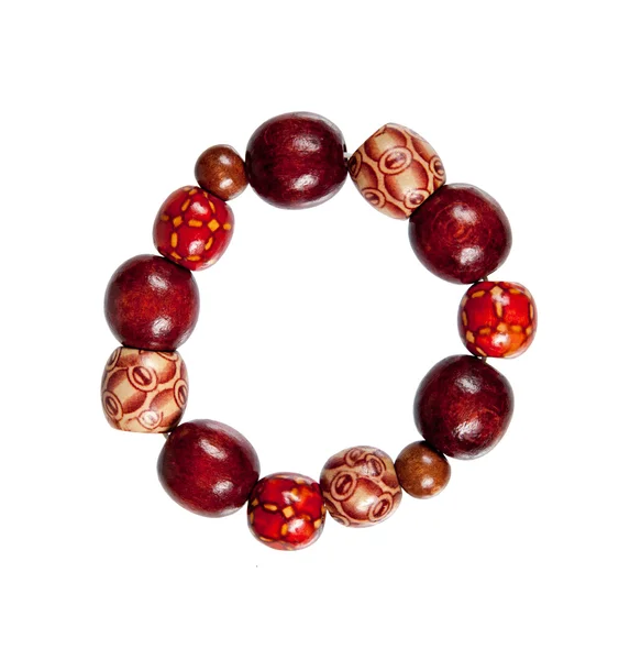 Bracelet made of wood red and brown — Stock Photo, Image