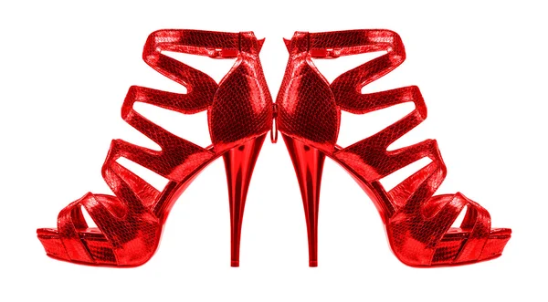 Kvinnors skor röda färger. collage — Stockfoto
