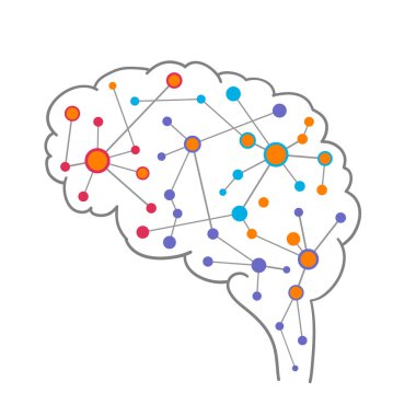 Beyin aktivitesi konsepti. Beyin silueti ve düşünme süreci. Beyin fırtınası..