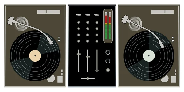 DJ Plattenspieler und Mischpult — Stockvektor