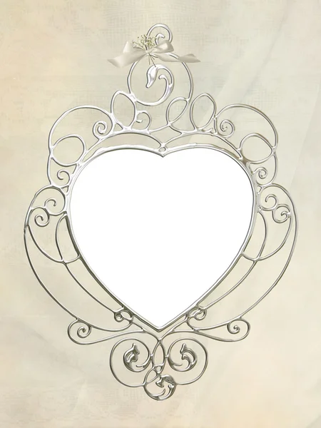 Elegant silver heart frame — Stock Photo, Image