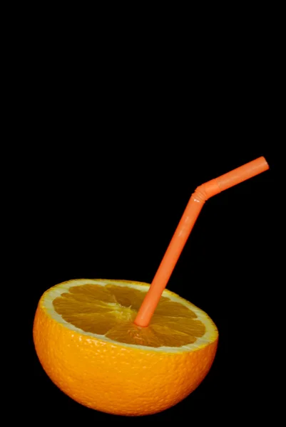 Paglia in un'arancia — Foto Stock