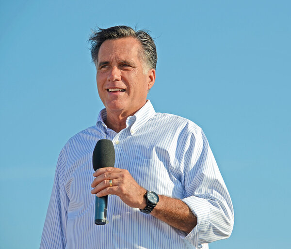 Mitt Romney campaigning outdoors