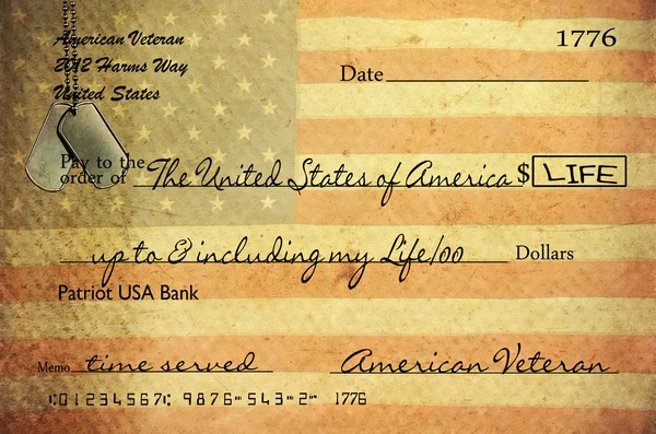 Cheque del Día del Veterano — Foto de Stock