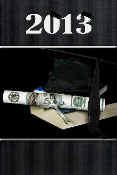 Money diploma for 2013 graduate — Stock Photo, Image