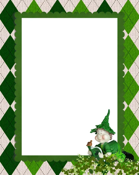 Ierse argyle frame met leprechaun — Stockfoto